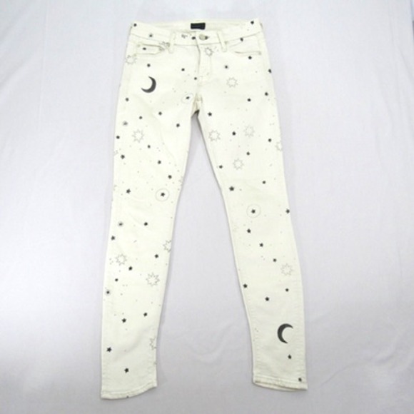 Mother Jeans Women's Size 26 White The Looker Moonlight On My Mind Stars Casual - Picture 1 of 14